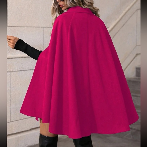 Luxe classic button up double breasted cape jacket - Picture 13 of 16